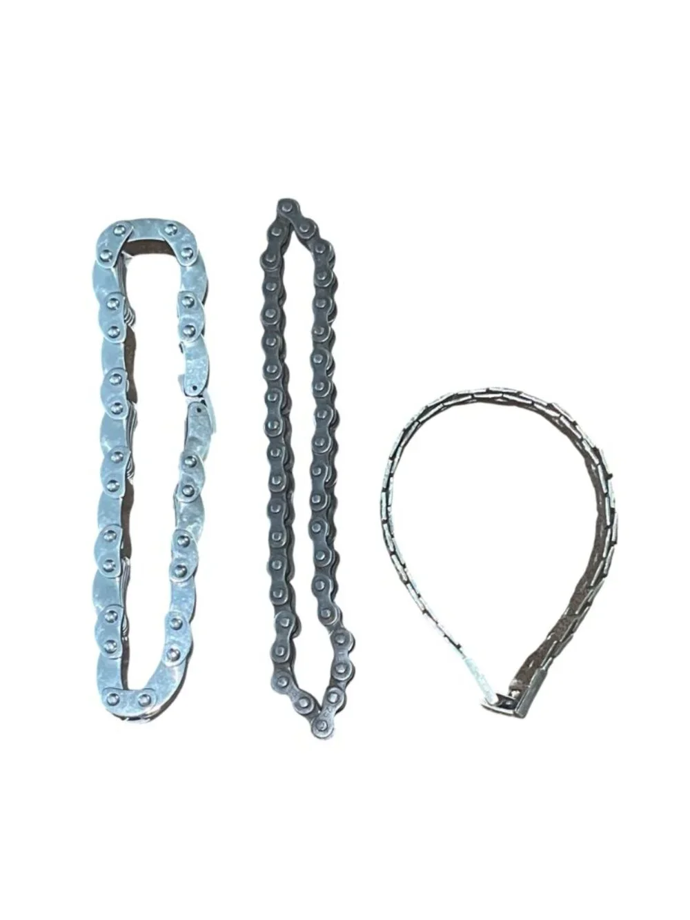 Lot of 3 Men's Industrial Metal Bracelets Motorcycle Chain Link Silver Tone